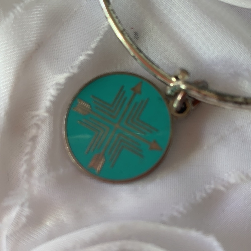 Alex and Ani Teal Enamel Direction Charm Bracelet